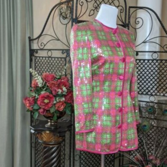 AJ Bari Silk Chiffon Sequin Vintage Blazer - Picture 8 of 8
